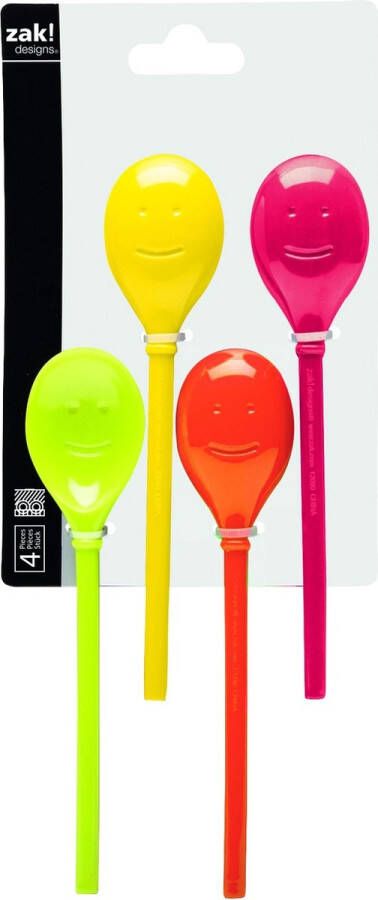 Zak!Designs Happy Spoon Dessertlepel Mini 20 cm Hot Pop Set van 4 stuks