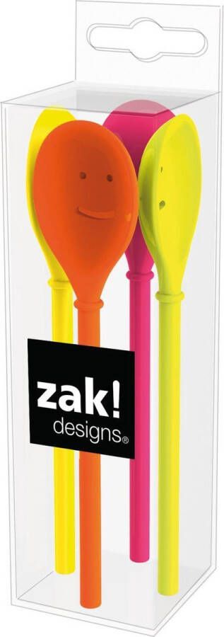 Zak!Designs Happy Spoon Melamine 14 cmÂ Set van 4 Stuks Hot Pop