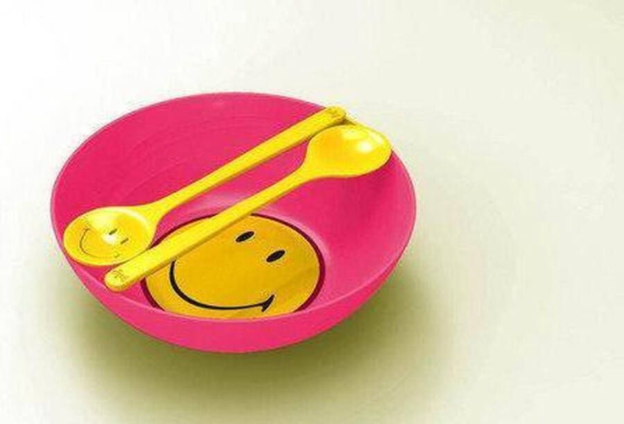 Zak!Designs Smiley Classic Serveerschaal Inclusief Saladebestek 28 cm Raspberry