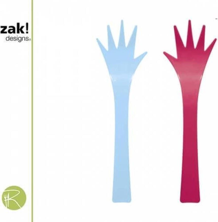 Zak!Designs Sorbet Saladebestek Helping Hands 32 cm -Set van 2 Stuks Licht Blauw Paars
