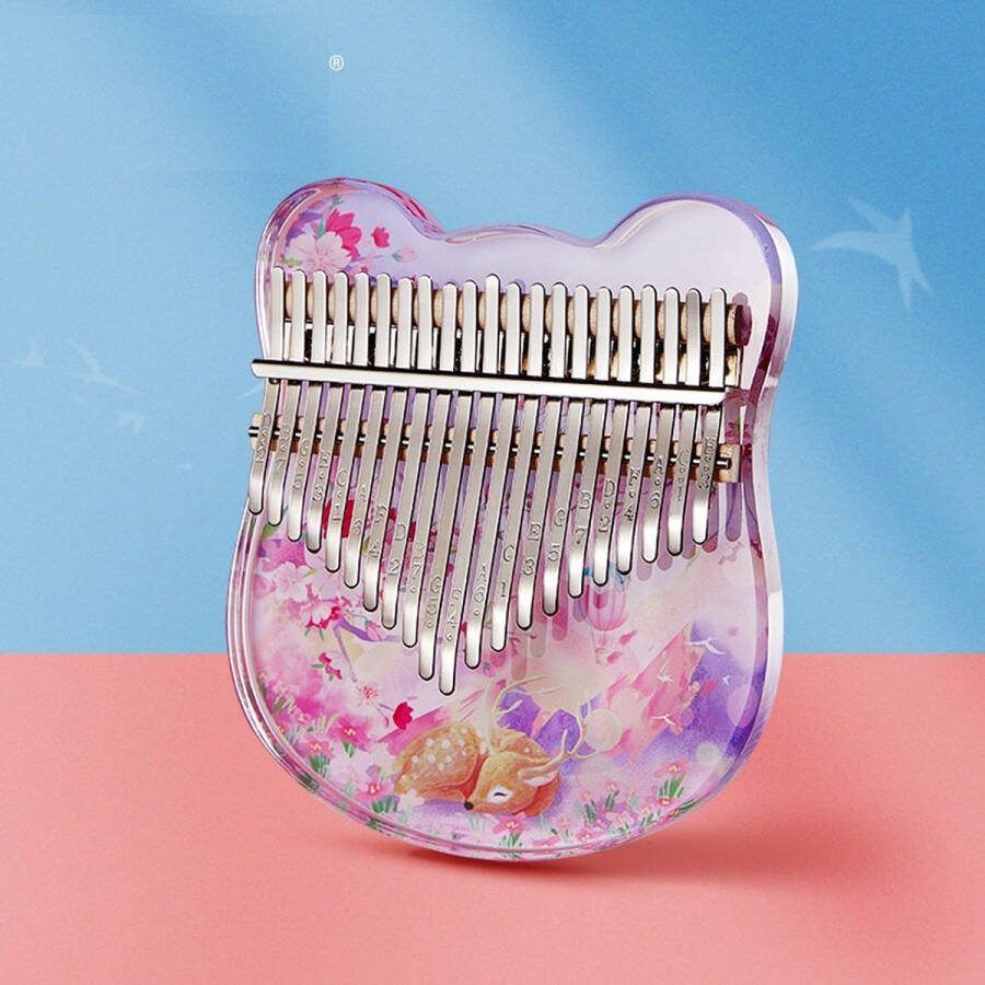 Zani Kalimba Set 21 Tones Geschilderde Duimpiano Muziekinstrument Geschenk Inclusief EVA Verdikte Opbergkoffer Sakura en herten