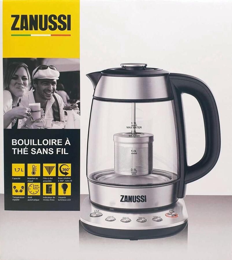 Zanussi KEZ37 Theeketel 1 7 L 2 in 1 Waterkoker en theepot Transparant