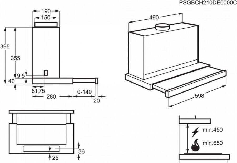 Zanussi ZFP416X Semi-inbouw (uittrekbaar) Roestvrijstaal 440 m³ uur C