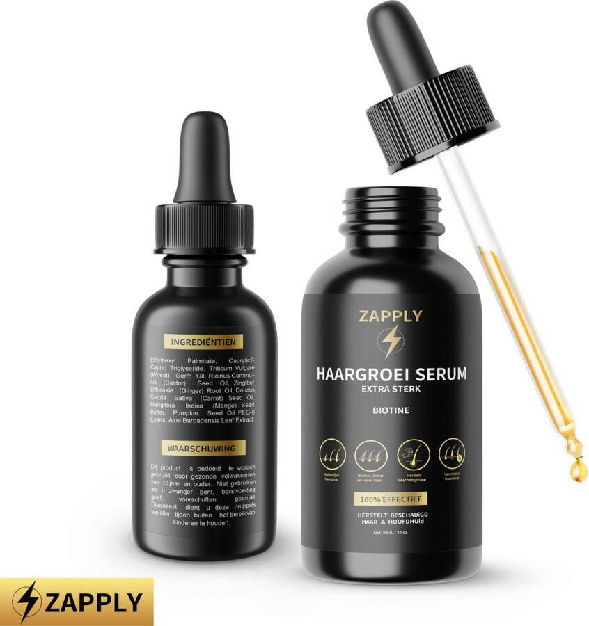 Zapply Haargroei Serum Biotine Haaruitval Alternatief Minoxidil- Haarserum- Haargroei Baardgroei