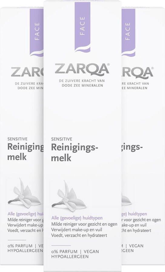 Zarqa Reinigingsmelk Sensitive 3 x 200 ml Voordeelverpakking