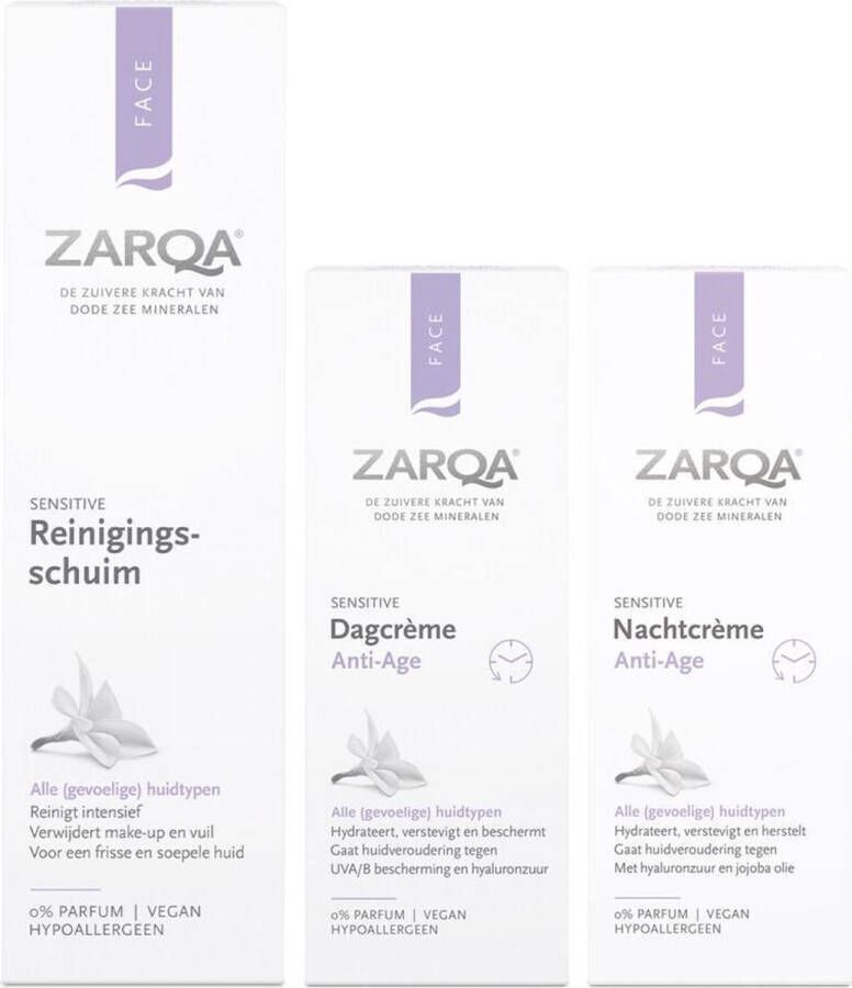 Zarqa Anti Age Set: dagcrème nachtcrème en reiningingsschuim Pakket