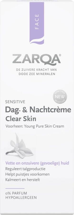 Zarqa Dag- en Nachtcrème Clear Skin (reguleert talgproductie) 75 ml