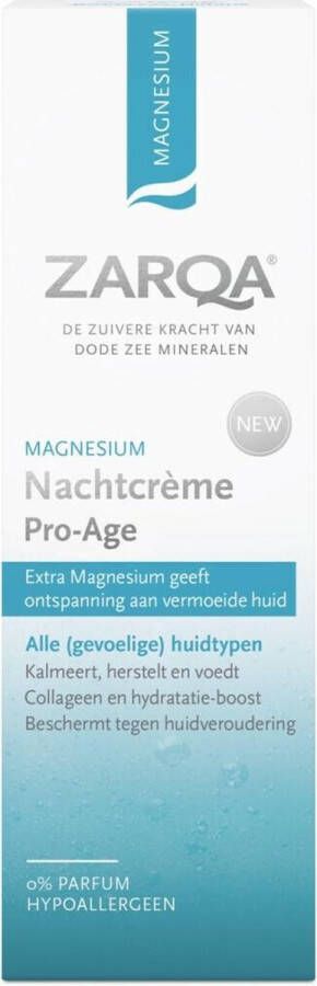 Zarqa Nachtcrème Magnesium Pro Age (kalmeert herstelt en voedt intensief) 50ml