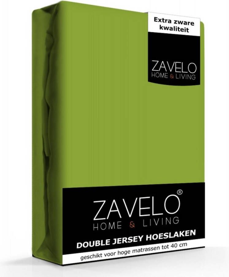 Zavelo Dubbel Jersey Hoeslaken Appeltjes Groen Lits-jumeaux (160x200 cm) Extra Dik Hoogwaardige Kwaliteit Hoge Hoek Rondom Elastisch Perfecte Pasvorm