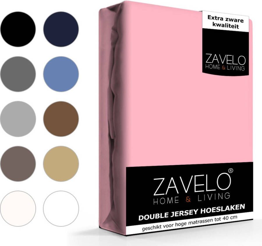 Zavelo Dubbel Jersey Hoeslaken Roze Lits-jumeaux (160x200 cm)- Extra Dik Hoogwaardige Kwaliteit Hoge Hoek Rondom Elastisch Perfecte Pasvorm
