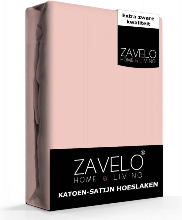 Slaaptextiel Zavelo Katoen Hoeslaken Katoen Satijn Poeder Roze Zijdezacht Extra Hoog-Lits-jumeaux (180x200 cm)