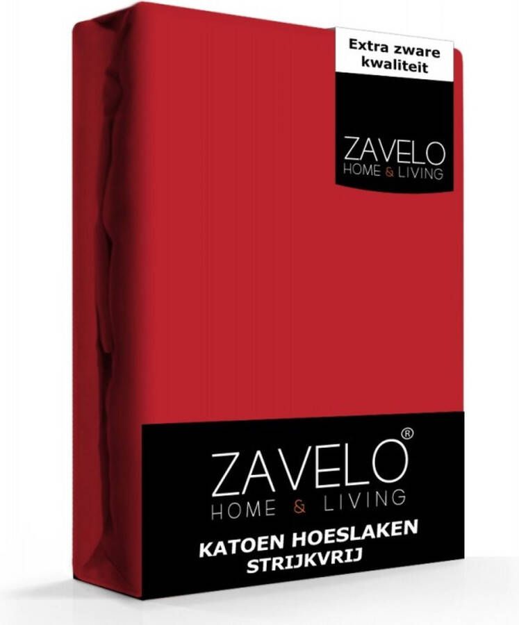 Zavelo Hoeslaken Katoen Strijkvrij Rood 2-persoons (140x200 cm) Hoogwaardige Kwaliteit Rondom Elastisch Perfecte Pasvorm