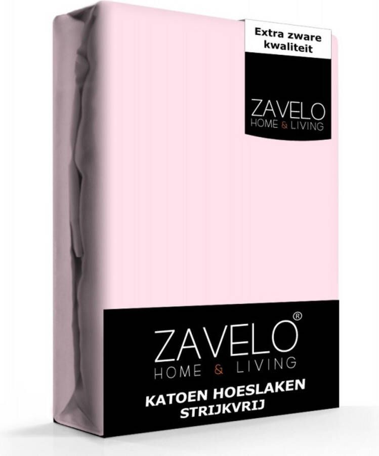Zavelo Hoeslaken Katoen Strijkvrij Roze Lits-jumeaux (180x200 cm) Hoogwaardige Kwaliteit Rondom Elastisch Perfecte Pasvorm