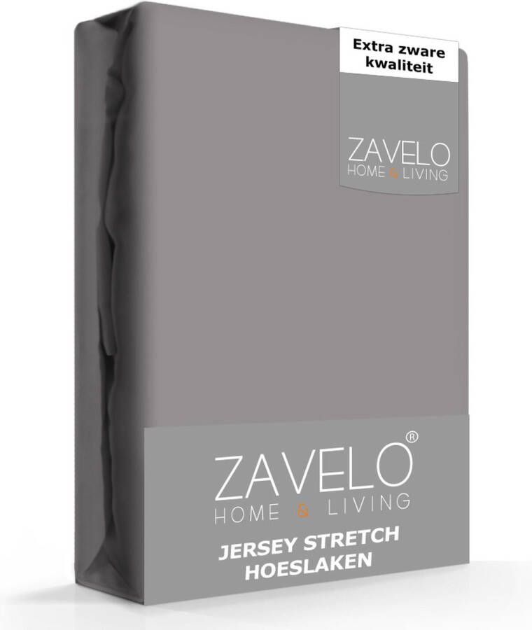 Zavelo Jersey Hoeslaken Antraciet Extra Breed (190x220 cm) Hoogwaardige Kwaliteit Rondom Elastisch Perfecte Pasvorm