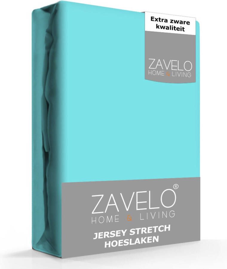 Zavelo Jersey Hoeslaken Aqua Lits-jumeaux (160x200 cm) Hoogwaardige Kwaliteit Rondom Elastisch Perfecte Pasvorm