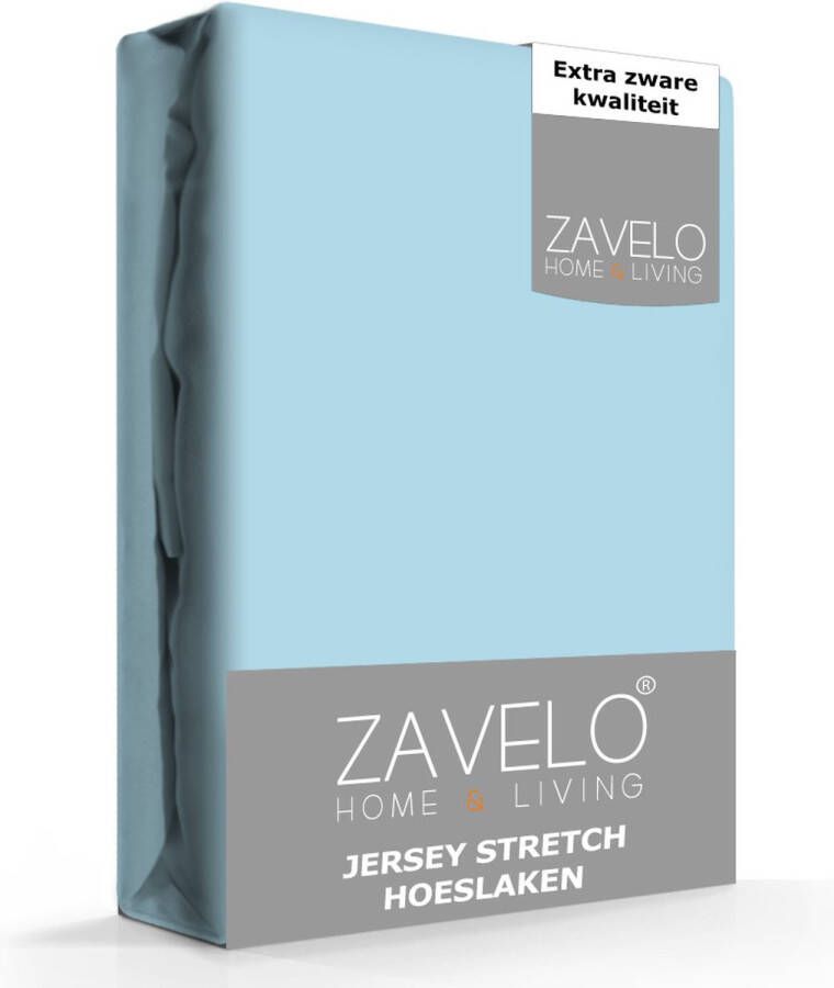 Zavelo Jersey Hoeslaken Ice-Blue Extra Breed (190x220 cm) Hoogwaardige Kwaliteit Rondom Elastisch Perfecte Pasvorm