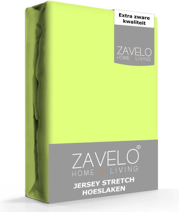 Zavelo Jersey Hoeslaken Lime Lits-jumeaux (180x200 cm) Hoogwaardige Kwaliteit Rondom Elastisch Perfecte Pasvorm