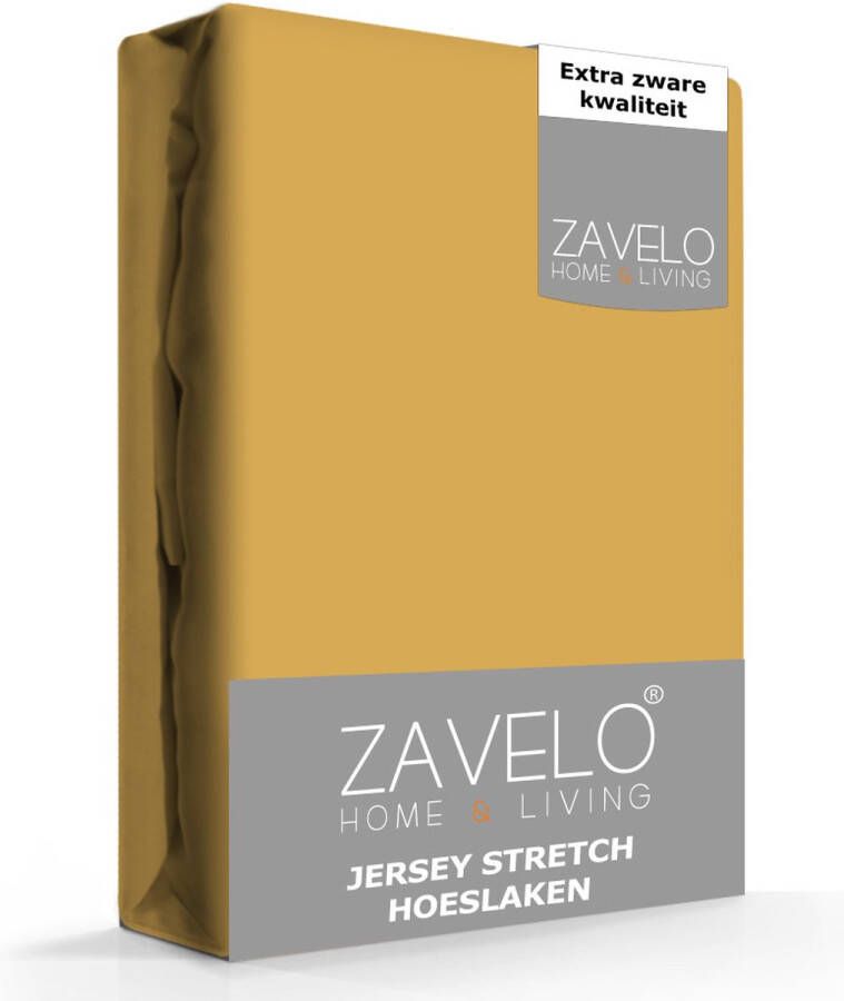 Zavelo Jersey Hoeslaken Okergeel Extra Breed (190x220 cm) Hoogwaardige Kwaliteit Rondom Elastisch Perfecte Pasvorm