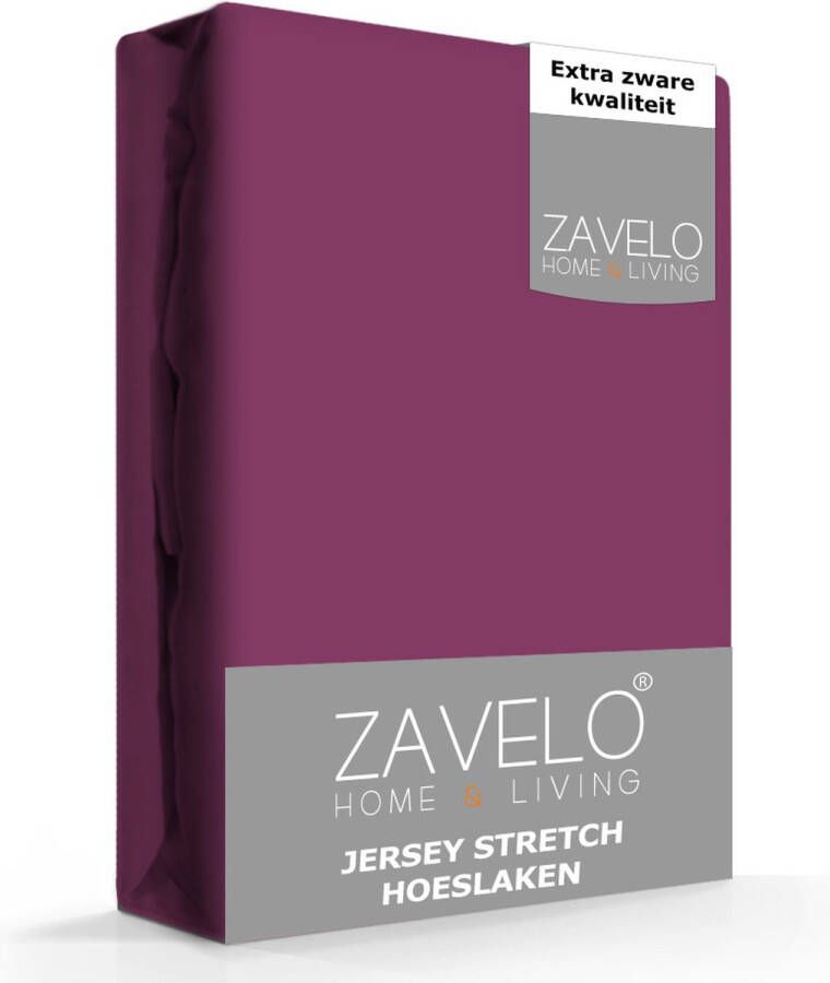 Zavelo Jersey Hoeslaken Paars Extra Breed (190x220 cm) Hoogwaardige Kwaliteit Rondom Elastisch Perfecte Pasvorm