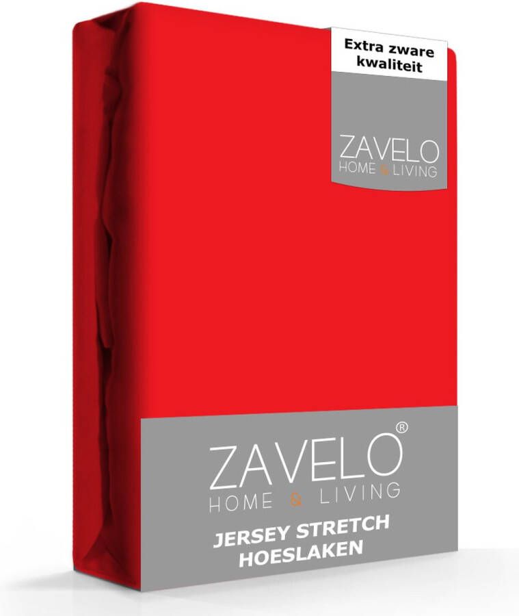 Zavelo Jersey Hoeslaken Rood Extra Breed (190x220 cm) Hoogwaardige Kwaliteit Rondom Elastisch Perfecte Pasvorm