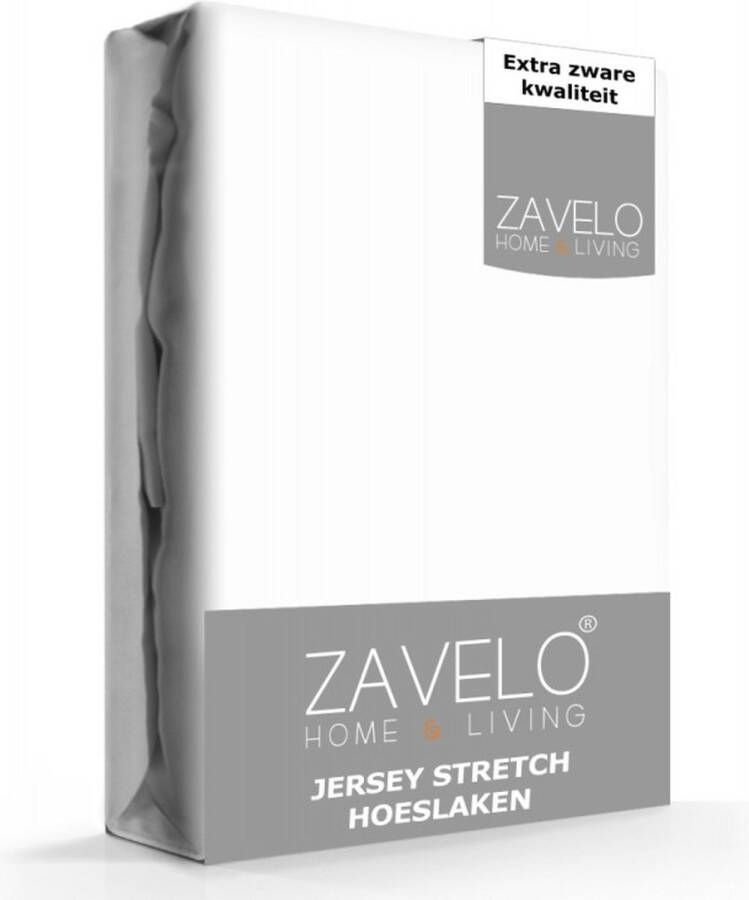 Zavelo Jersey Hoeslaken Wit Lits-jumeaux (160x200 cm) Hoogwaardige Kwaliteit Rondom Elastisch Perfecte Pasvorm