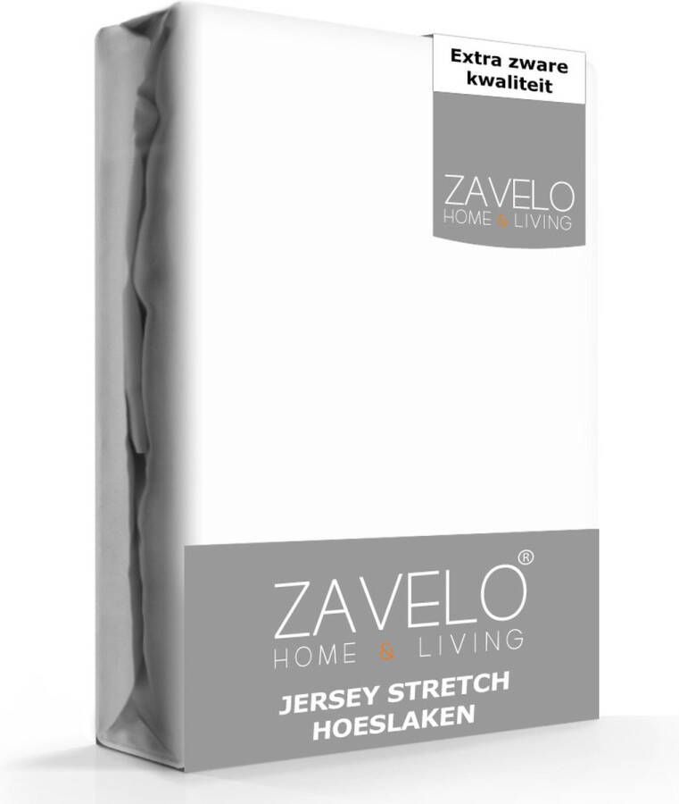 Zavelo Jersey Hoeslaken Wit Lits-jumeaux (180x200 cm) Hoogwaardige Kwaliteit Rondom Elastisch Perfecte Pasvorm