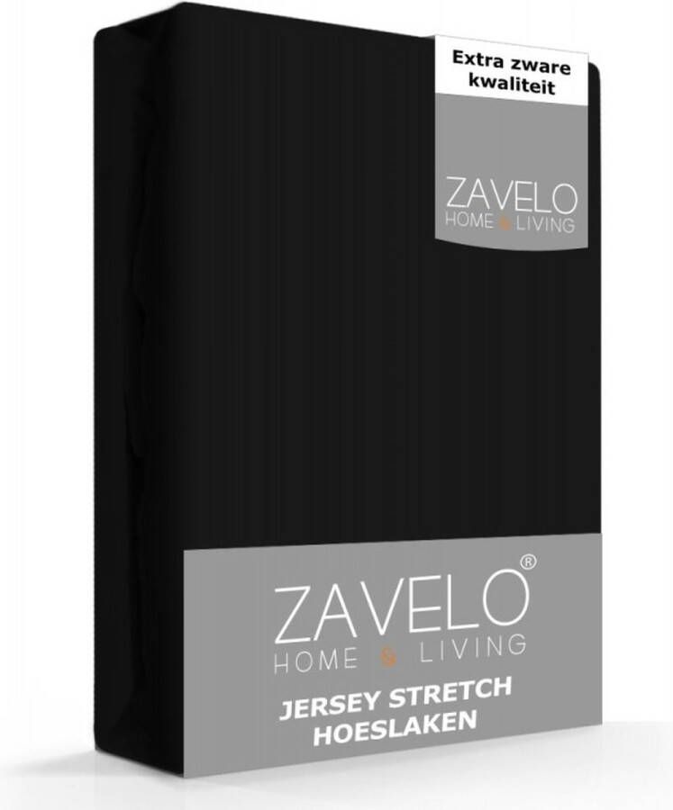 Zavelo Jersey Hoeslaken Zwart Lits-jumeaux (160x200 cm) Hoogwaardige Kwaliteit Rondom Elastisch Perfecte Pasvorm