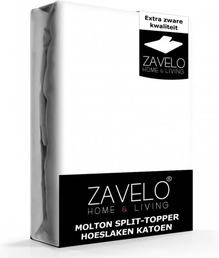 Zavelo Molton Split-Topper Hoeslaken Lits-jumeaux 200x220 cm 100% Katoen 10cm Hoekhoogte Wasbaar tot 60 graden Rondom Elastisch