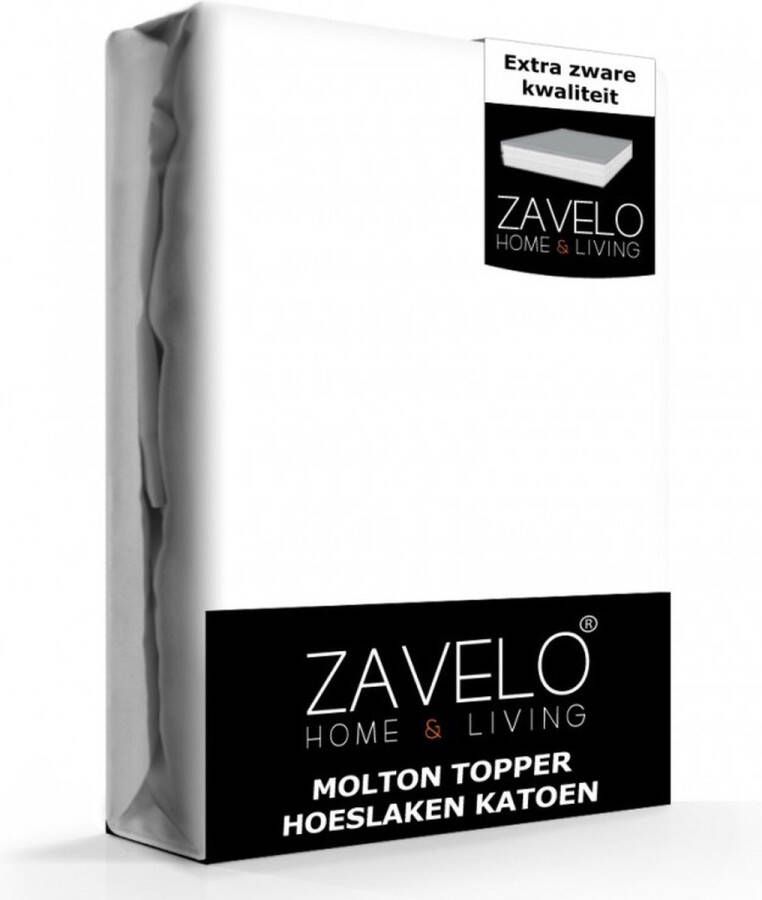 Zavelo Molton Topper Hoeslaken 160x200 cm 100% Katoen 10cm Hoekhoogte Wasbaar tot 60 graden Rondom Elastisch Matrasbeschermer