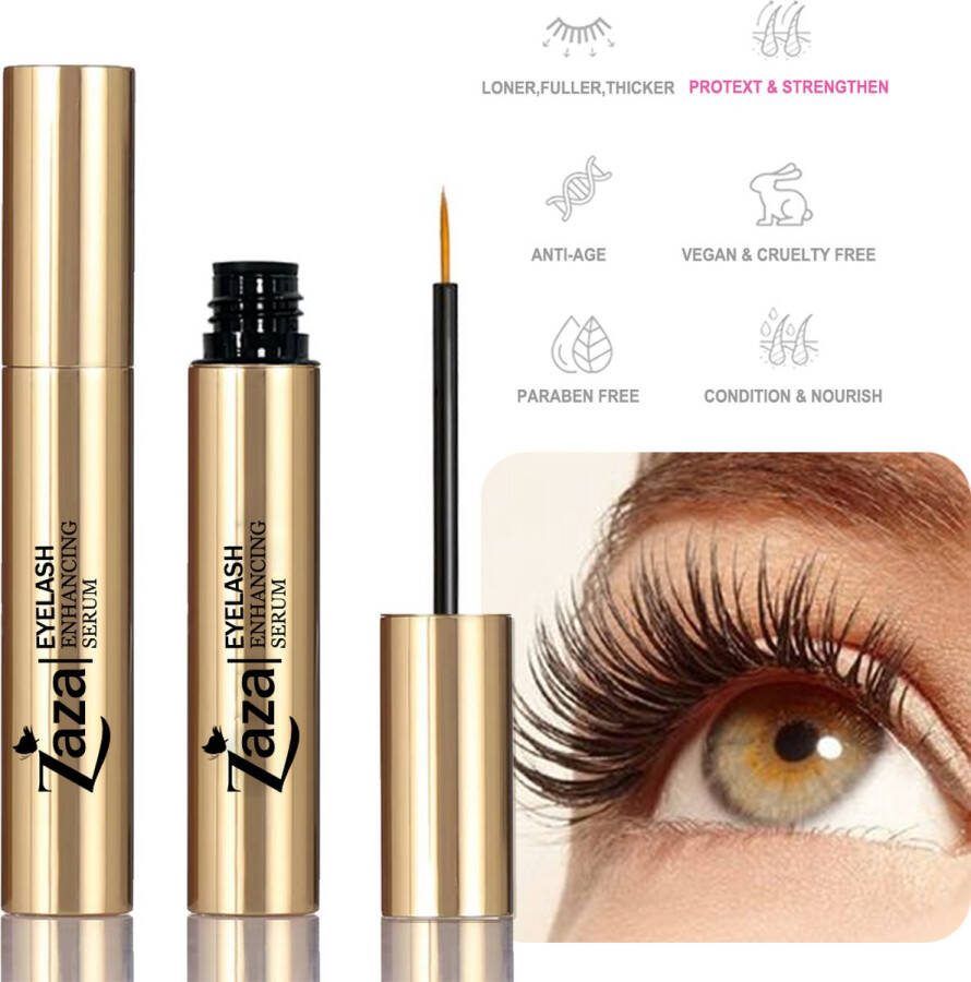 ZaZa EYELASH SERUM 5ML Wimperserum Voor Natuurlijk Langer Dikkere Langere Wimpers Eyelash Growth Serum Rapid Lash Enhancing Serum Voor Wimpergroei Serum