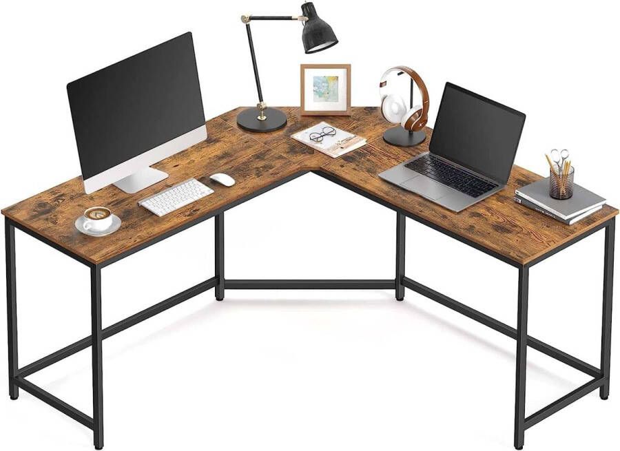 ZAZA Home Bureau Hoekbureau Voor Studeerkamer 149 X 149 X 75 Cm İndustrieel Ontwerp Vintage Bruin-Zwart