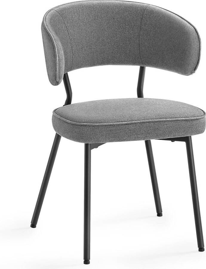 ZAZA Home Eetkamerstoel keukenstoel gestoffeerde stoel loungestoel metalen poten modern voor eetkamer keuken donkergrijs