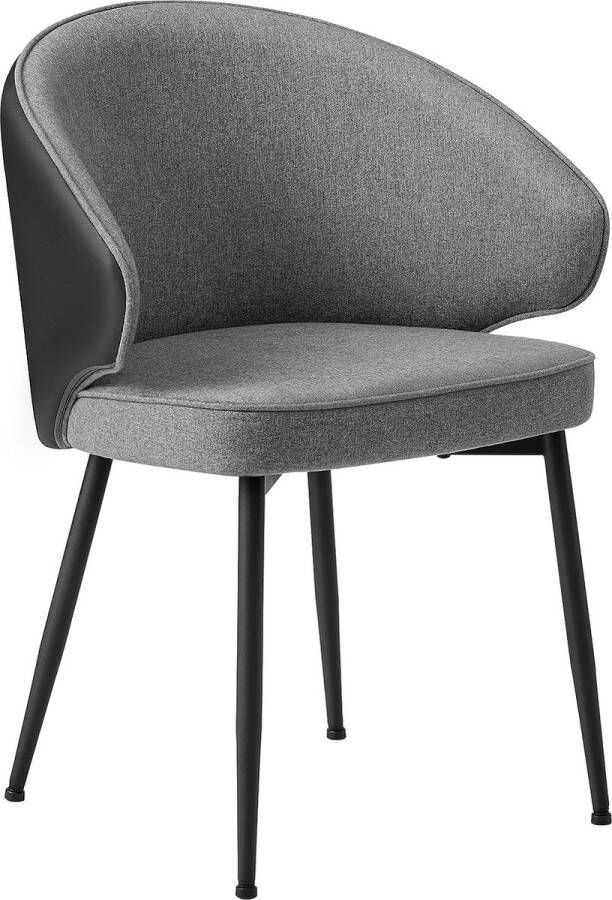 ZAZA Home Eetkamerstoel keukenstoel gestoffeerde stoel met armleuningen metalen poten modern woonkamerstoel voor eetkamer keuken donkergrijs