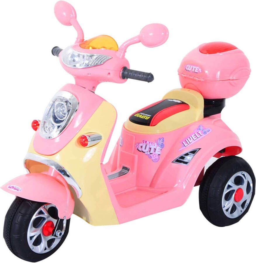 ZAZA Home Elektrische Kindermotorfiets Elektrische Motorfiets Elektrische Kinderwagen Driewieler Voor Kinderen 6V Metaal + Pp 108X51X75Cm (Roze + Geel)