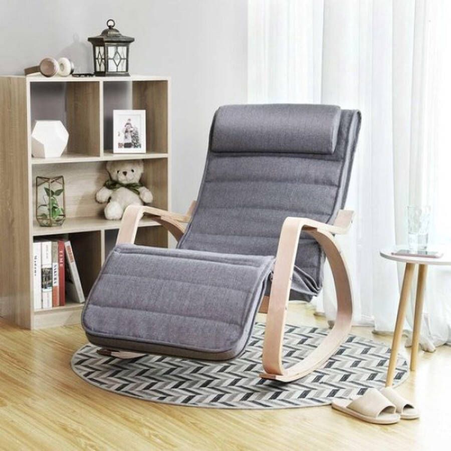 Lichtgrijs SONGMICS fauteuil schommelstoel relax stoel imitatie linnen grijs LYY11G