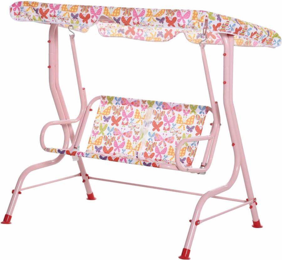 ZAZA Home Kinderschommel Speeltuinschommel Tuinschommel Voor 3-8 Jaar Metaal Roze 110 L X 70 B X 110 H Cm