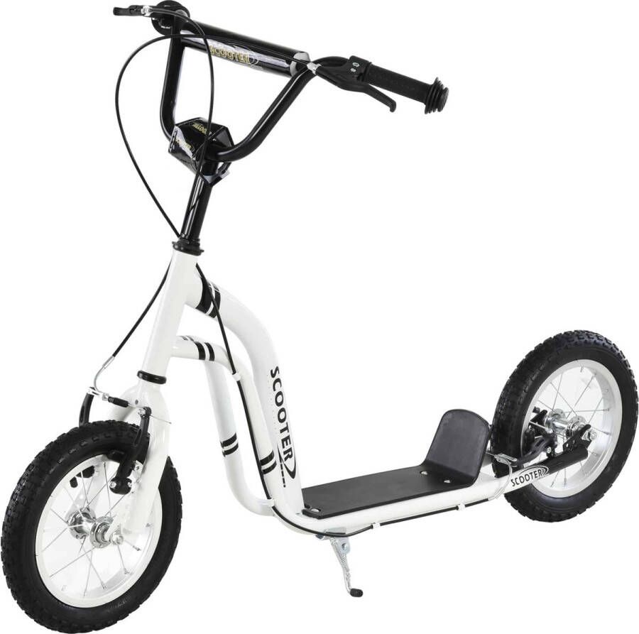 ZAZA Home Kinderscooter Scooter Step Stadsscooter Kinderscooter Kickboard Met Luchtbanden 12 İnch Wit 120 X 58 X 80-85 Cm