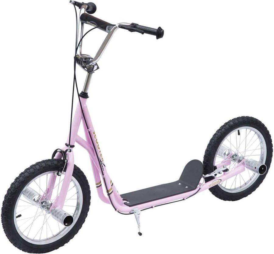 ZAZA Home Kinderstep Step Scooter Stadsscooter Kinderen Scooter Kickboard Vanaf Vijf Jaar 16 İnch Roze 143 X 58 X 92-100 Cm