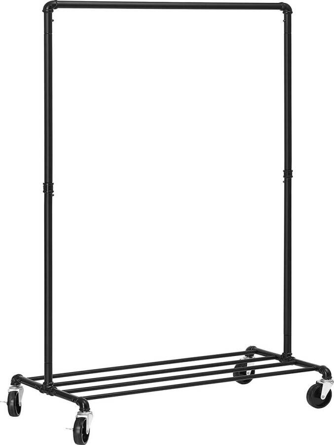 ZAZA Home Kledingrek Op Wieltjes Voor Een Zware Belasting Tot 90 Kg İn İndustrieel Design Garderobestandaard Met 1 Kledingstang En Legplank Voor De Slaapkamer En Bijkeuken