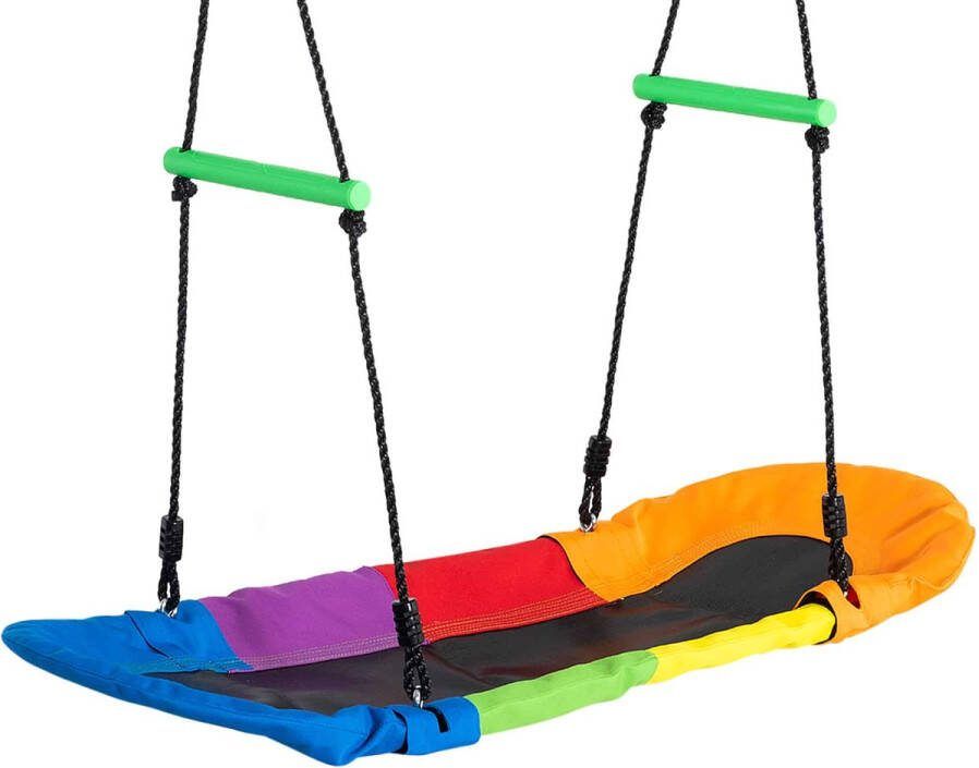 ZAZA Home Nestschommel Boomschommel Kinderschommelschommelzitje Voor 1-2 Kinderen Tussen 3-14 Jaar Buiten 100-160 Cm Verstelbaar Touw Belastbaar Tot 200 Kg Oxford Stof Veelkleurig