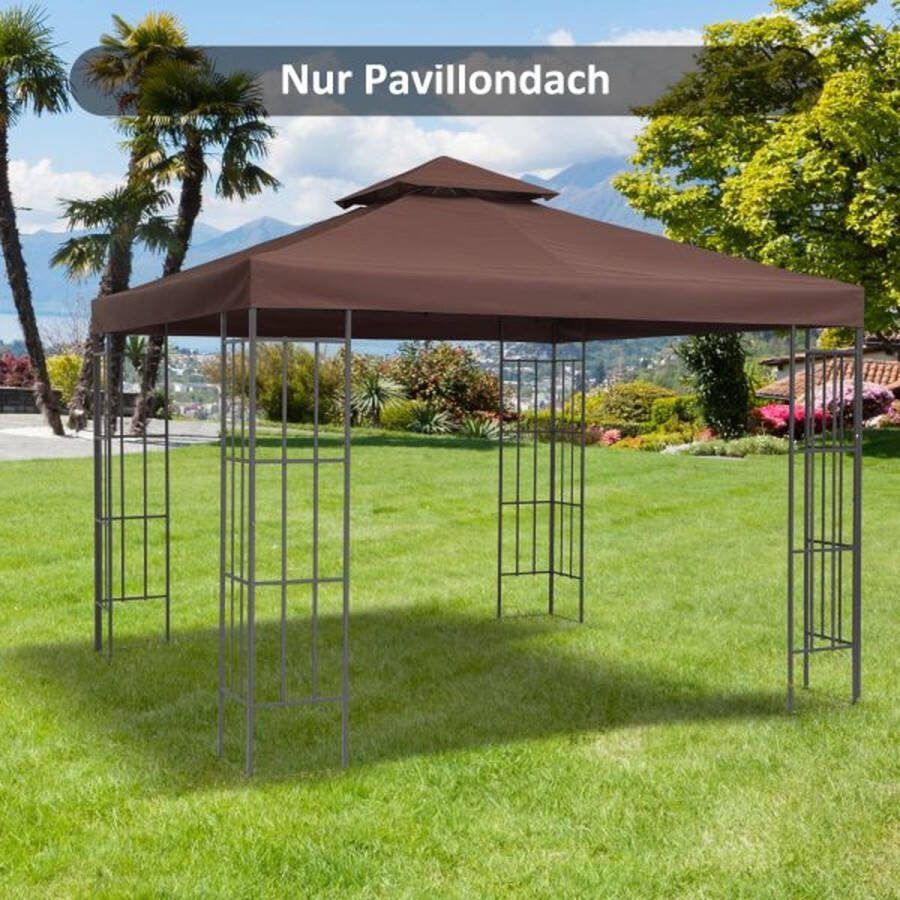 ZAZA Home Polyester Koffie Ersatzdach voor Metalen Paviljoen Tuinpaviljoen Partytent Tuinzelt Bierzelt 3 x 3 m Paviljoendak