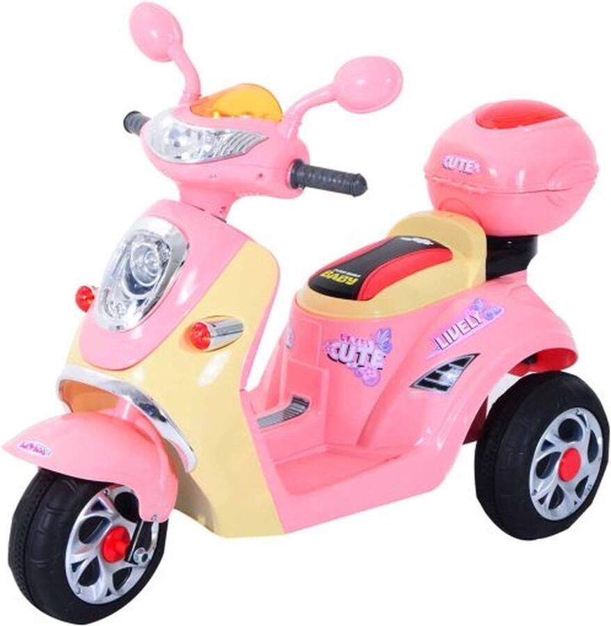 ZAZA Home Elektrische Kindermotorfiets Elektrische Motorfiets Elektrische Kinderwagen Driewieler Voor Kinderen 6V Metaal + Pp 108X51X75Cm (Roze + Geel)