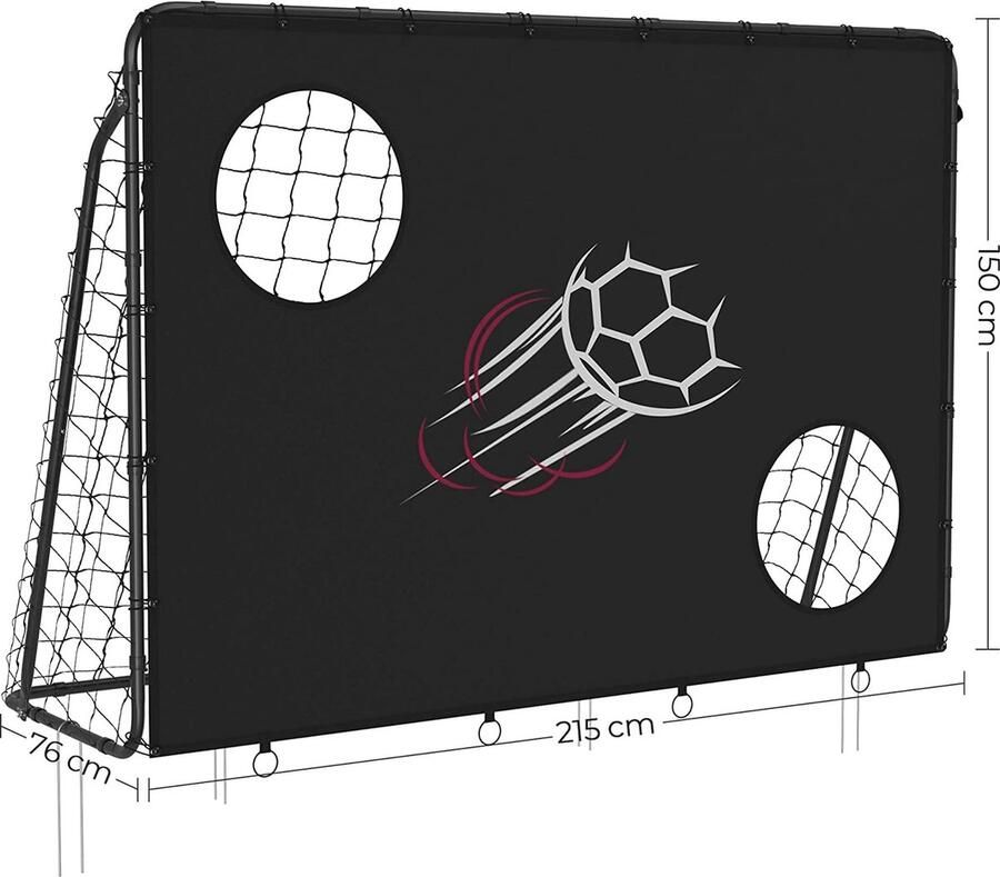 ZAZA Home Voetbaldoel Voor Kinderen Met Doelwand Snelle Montage Tuin Park Strand Metalen Buizen En Pe Net Zwart