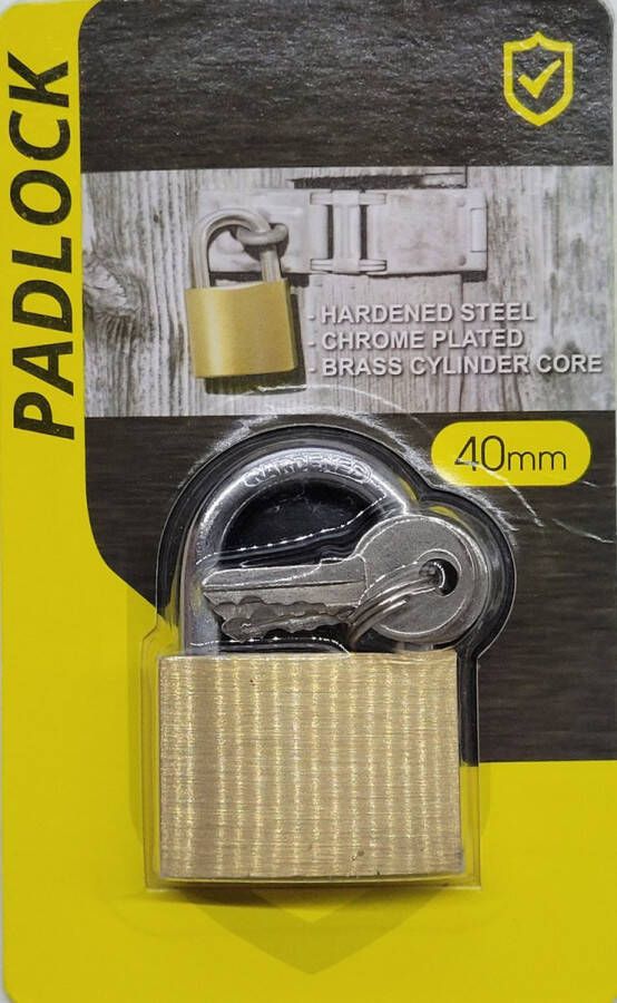 ZD Trading Hangslot 40 mm met 3 sleutels PADLOCK- slotje voor tuindeur hangslot slotje voor brug slot hardened steel Chrome plated Brass cylinder core