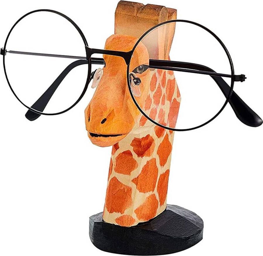 ZEACCT Giraffe Bril Houder Houten Dier-Brilhouder Houten Handgemaakte Lenzenvloeistof Grappige Brillenhouder Voor Thuis Kantoor Bureau Decoratie Van Brillen