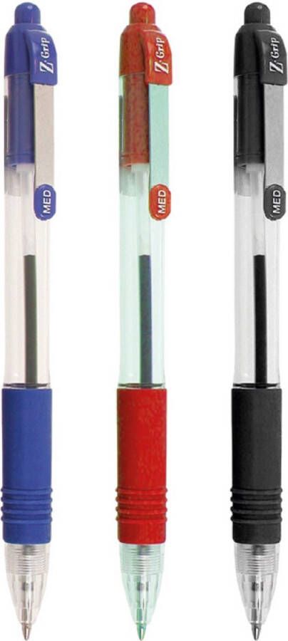 Zebra Z-GRIP GELPENNEN 1.0MM SET van 3 ZWART ROOD en BLAUW