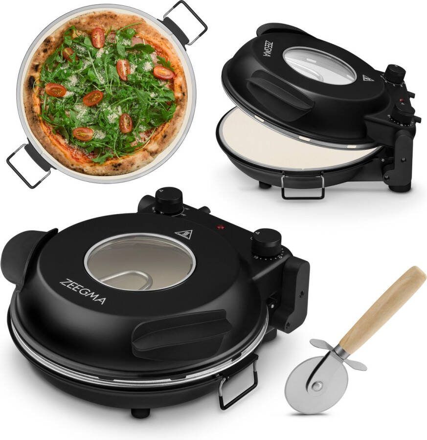 Zeegma Pizza Chef Elektrische Pizzaoven 1200W 400°C Snelle Baktechnologie 30cm Keramische Steen