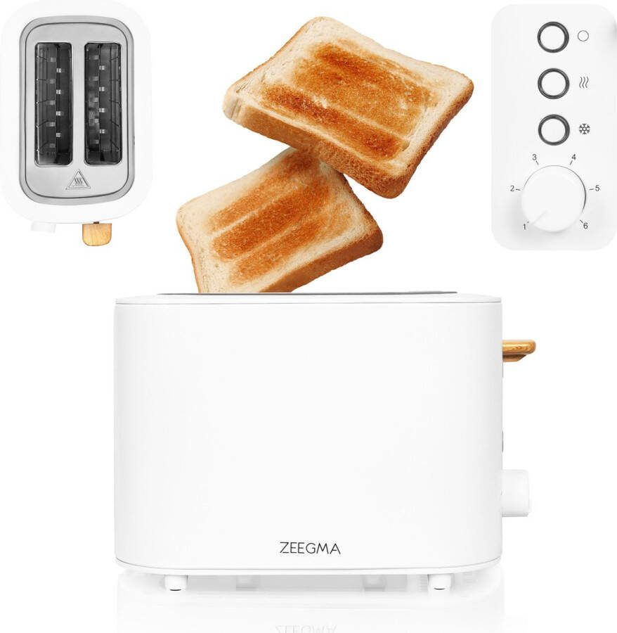 Zeegma Tostee Multifunctionele broodrooster 820W 6 niveaus 3 standen elegant design