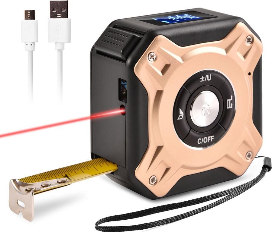 Zeerkeer Rolmaat Multifunctionele Digitale Laser 40 meter 2-in-1 Afstandsmeter Meetlint met Laser Afstandsmeter 5 Meter Meetlint Roestvrij Inclusief Display Rolmaat