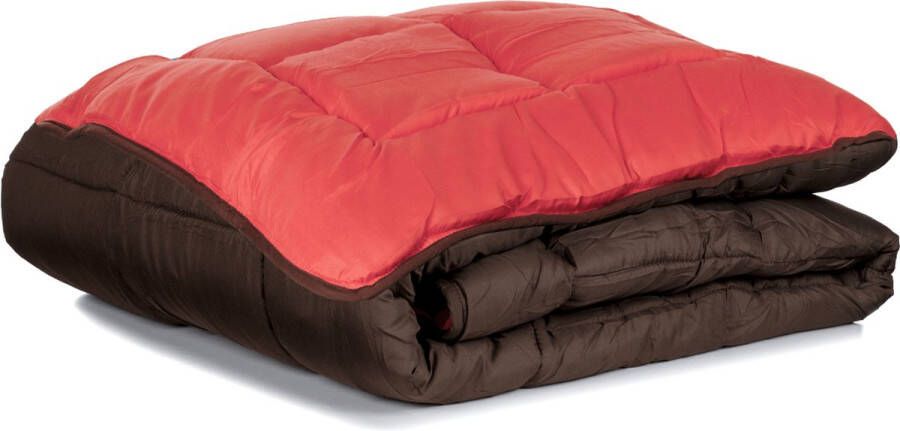 Zelesta Easybed Chocolade & Koraal 200x200cm Dekbed zonder overtrek Wasbaar hoesloos dekbed Bedrukt dekbed All Year Winterdekbed & Zomerdekbed